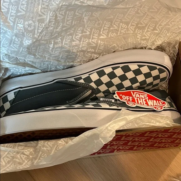 Vans Grey-Blue and White Checkered Sneakers - Picture 1 of 6